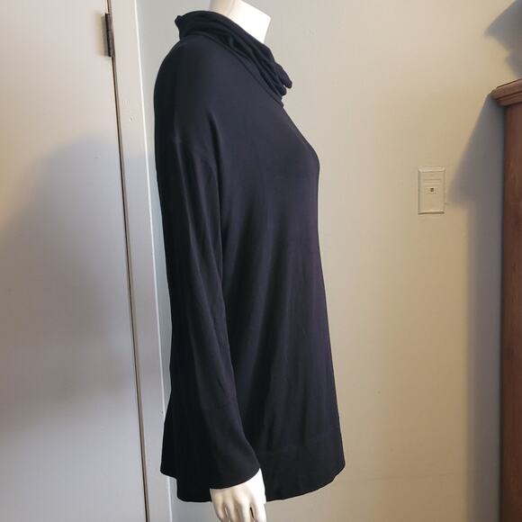 NWT Liz Claiborne Weekend Womens XL Black Liquid Knit Slinky Cowl Neck Tunic Top - Picture 7 of 11